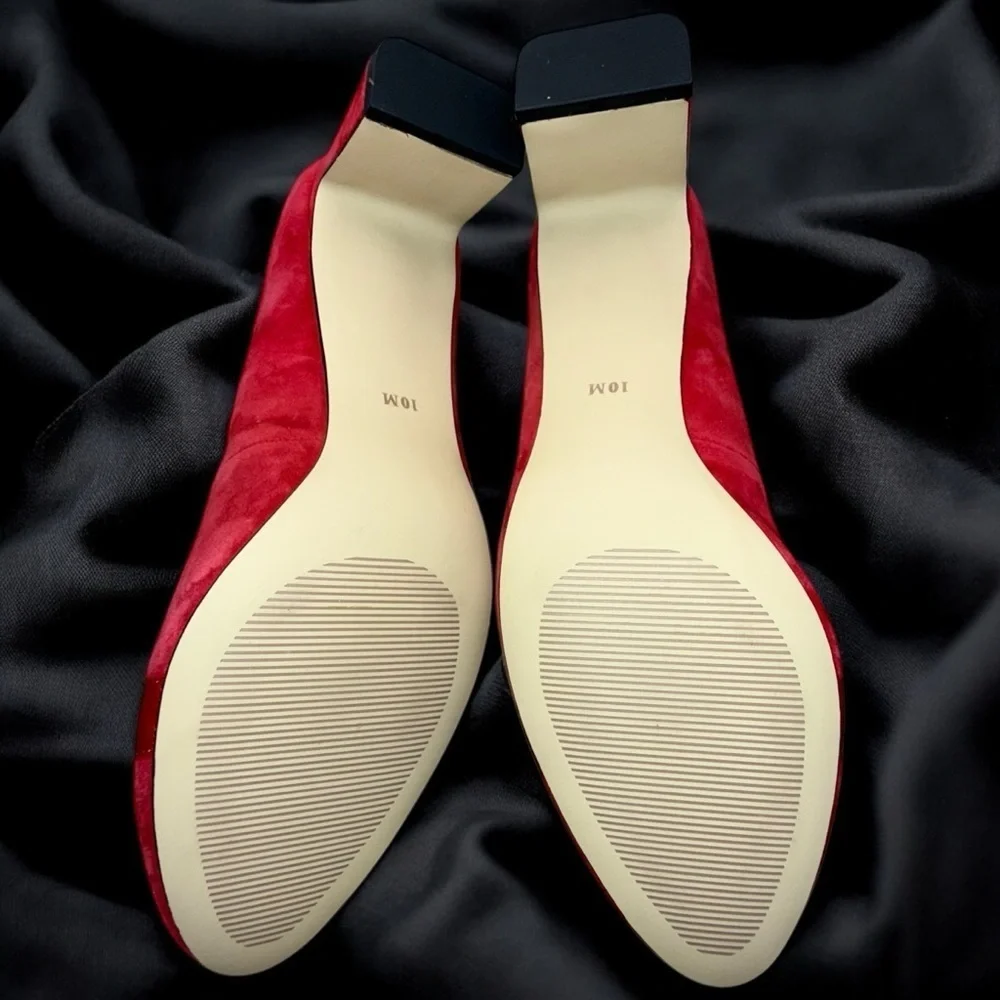 TALBOTS ISADORA JEWEL BOW SUEDE PUMPS Women's 10 M Red P214041160